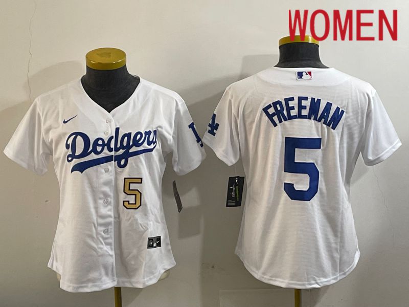 Women Los Angeles Dodgers #5 Freeman White Game 2024 Nike MLB Jersey style 11205->women mlb jersey->Women Jersey